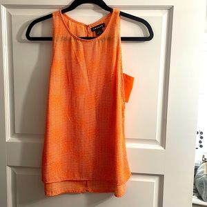 Trouvé, XS orange and white short sleeved blouse, cute underarm detail